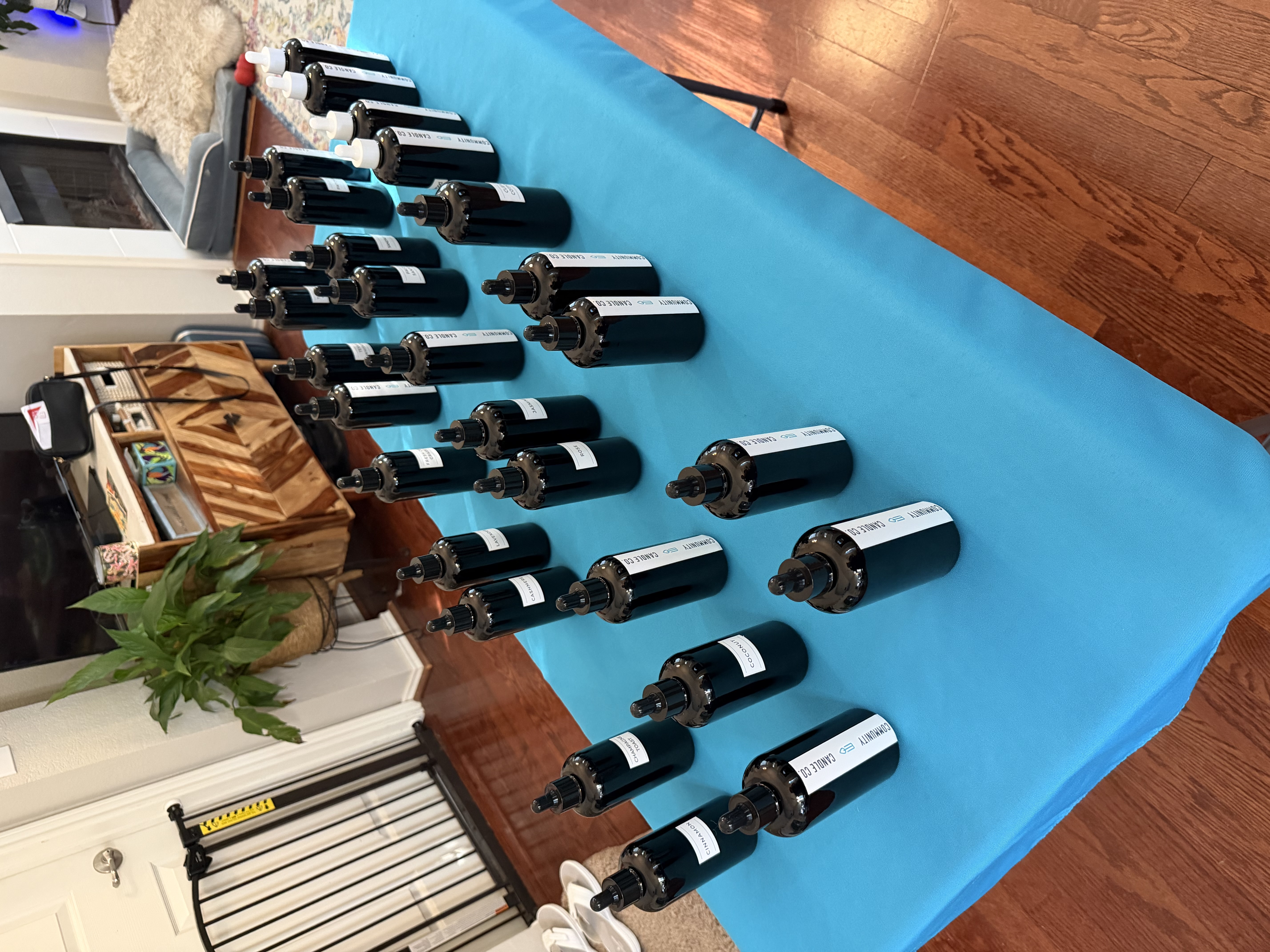 Fragrance oils ready for a custom candle-making class