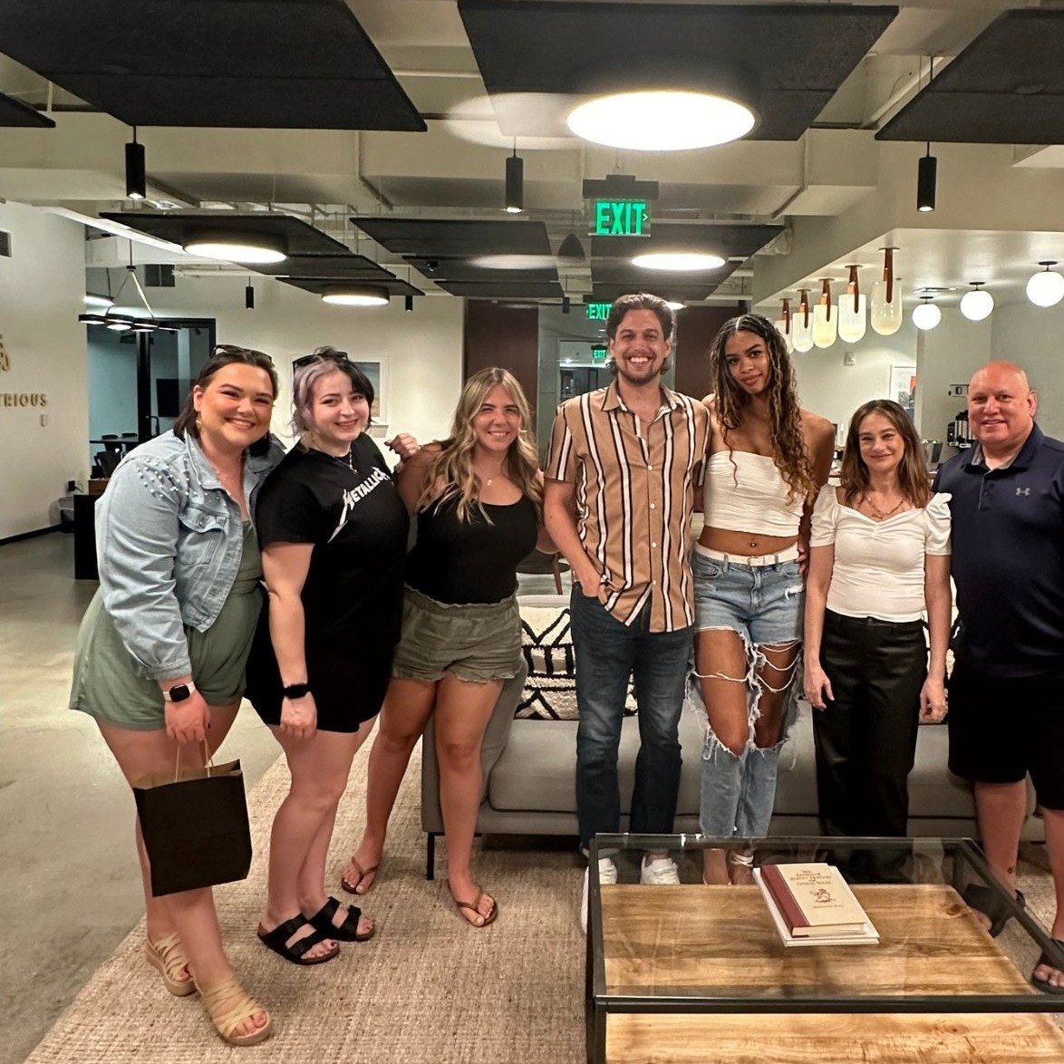A small group gathering after a candle-making experience in North Texas