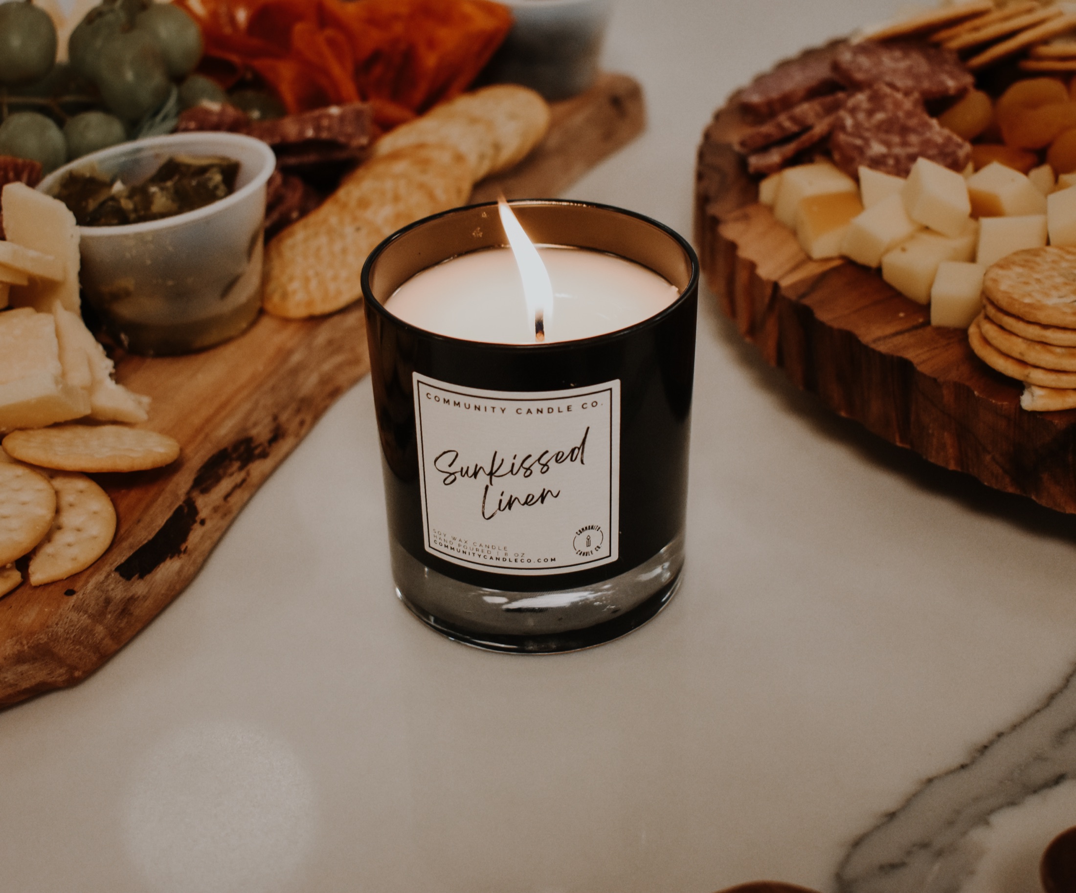 Finished candle from a guest candle-making experience